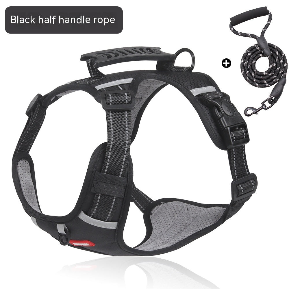 HKM-5919805 Reflective Vest-style Pet Harness with Explosion-proof Rope - 1.5M OxforD Cloth - Multiple Color Options