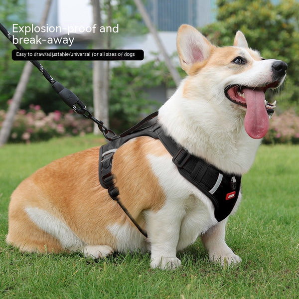 HKM-5919805 Reflective Vest-style Pet Harness with Explosion-proof Rope - 1.5M OxforD Cloth - Multiple Color Options