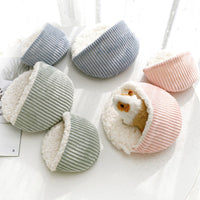 HKM-5920573 Warm Corduroy Cotton Velvet Hamster Nest Pet Bed in Pink, Blue, and Green - Small and Large Sizes Available