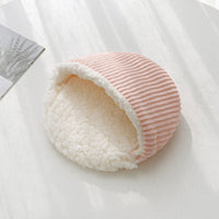 HKM-5920573 Warm Corduroy Cotton Velvet Hamster Nest Pet Bed in Pink, Blue, and Green - Small and Large Sizes Available