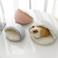 HKM-5920573 Warm Corduroy Cotton Velvet Hamster Nest Pet Bed in Pink, Blue, and Green - Small and Large Sizes Available