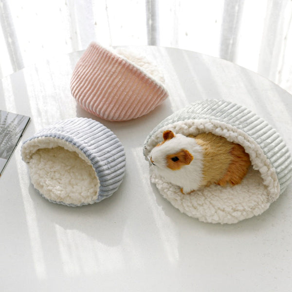 HKM-5920573 Warm Corduroy Cotton Velvet Hamster Nest Pet Bed in Pink, Blue, and Green - Small and Large Sizes Available