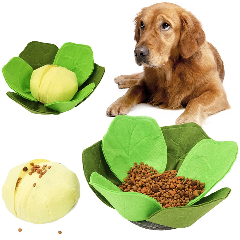 HKM-5921341 Cabbage Sniffing Toy for Dogs - Felt Cloth Puzzle Bowl for Training and Companionship