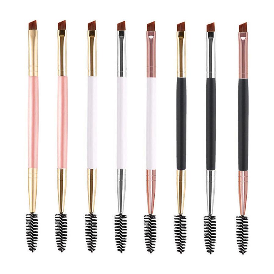 HKM-592147 Angled Eyebrow Powder Brush with Wooden Handle - Portable Pig Bristle Tool