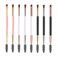 HKM-592147 Angled Eyebrow Powder Brush with Wooden Handle - Portable Pig Bristle Tool