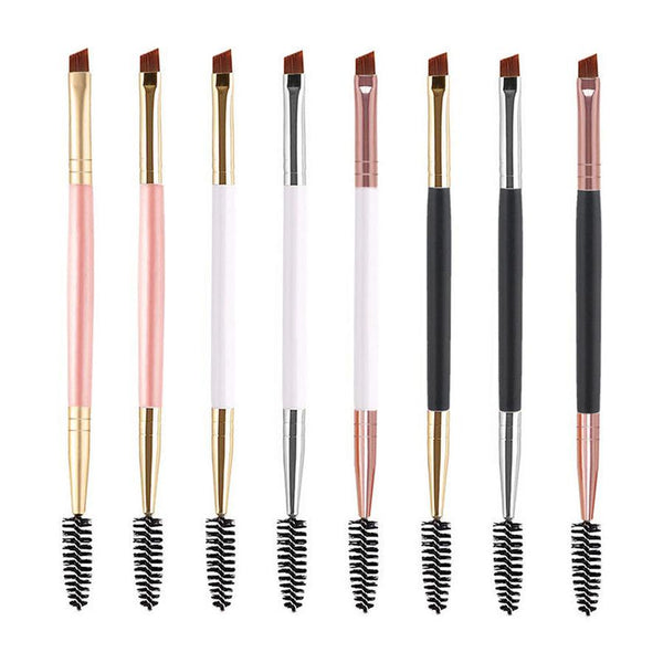 HKM-592147 Angled Eyebrow Powder Brush with Wooden Handle - Portable Pig Bristle Tool