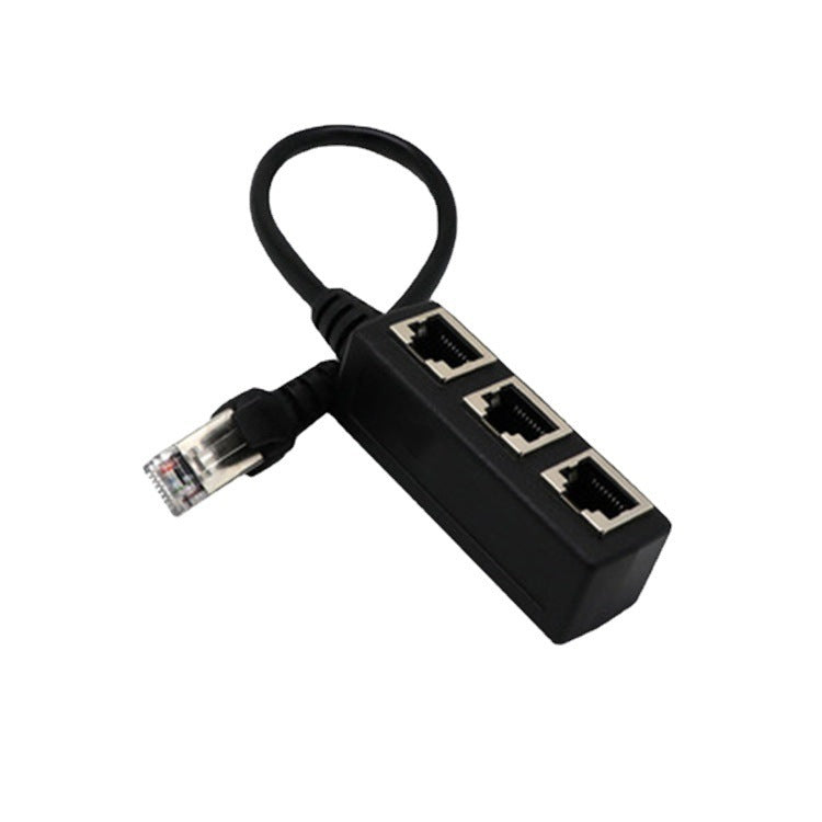 HKM-592147 RJ45 Ethernet Cable Splitter Adapter - 1 Male to 3 Female Ports, Copper Material, 0.2m Length