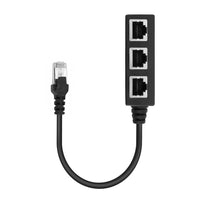 HKM-592147 RJ45 Ethernet Cable Splitter Adapter - 1 Male to 3 Female Ports, Copper Material, 0.2m Length
