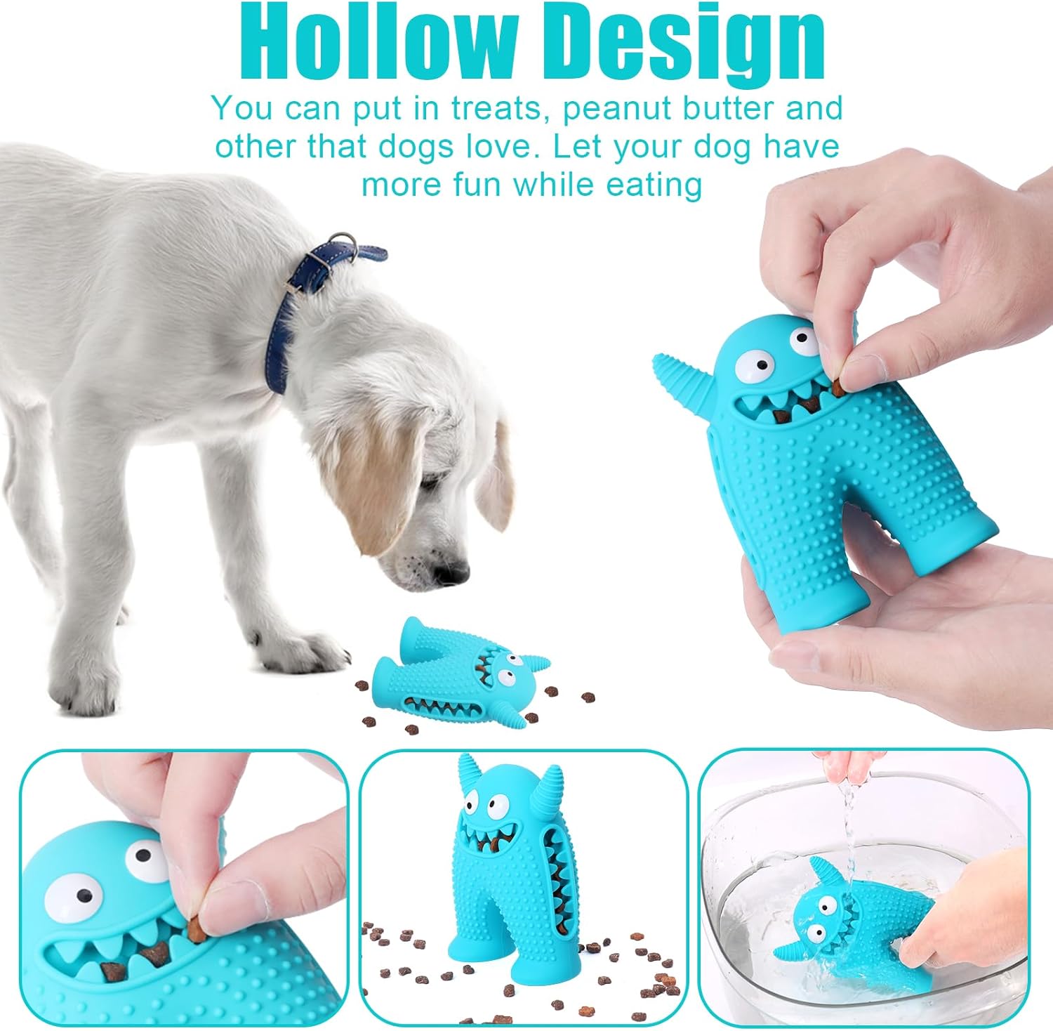 HKM-5921981 Durable Monster-Shaped Chew Toy for Aggressive Small Dogs with Teeth-Cleaning Slots