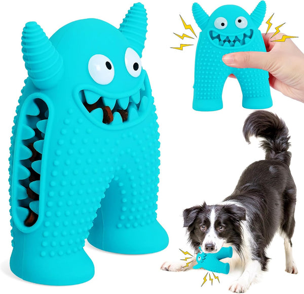 HKM-5921981 Durable Monster-Shaped Chew Toy for Aggressive Small Dogs with Teeth-Cleaning Slots