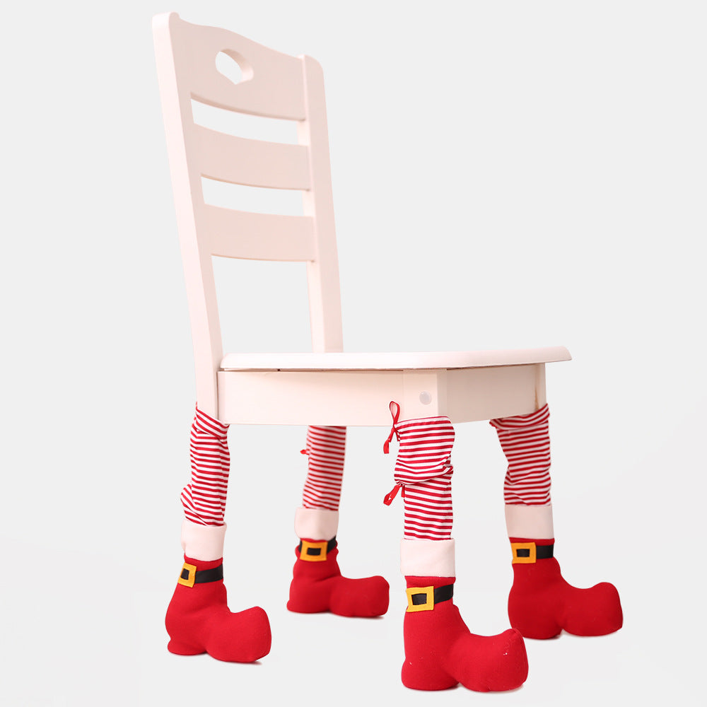HKM-592211 Christmas Red Fabric Chair Cover - Decorative Table Leg Cover, 38x9cm