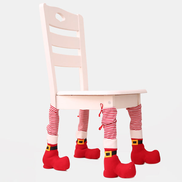HKM-592211 Christmas Red Fabric Chair Cover - Decorative Table Leg Cover, 38x9cm