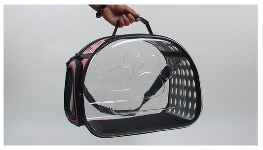 HKM-5922749 Portable Transparent Cat and Dog Backpack - Breathable, Foldable Pet Carrier with Four-Sided Mesh Panels, Small and Large Sizes Available