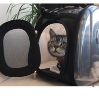 HKM-5922749 Portable Transparent Cat and Dog Backpack - Breathable, Foldable Pet Carrier with Four-Sided Mesh Panels, Small and Large Sizes Available