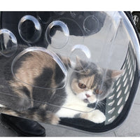 HKM-5922749 Portable Transparent Cat and Dog Backpack - Breathable, Foldable Pet Carrier with Four-Sided Mesh Panels, Small and Large Sizes Available