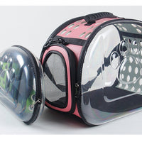 HKM-5922749 Portable Transparent Cat and Dog Backpack - Breathable, Foldable Pet Carrier with Four-Sided Mesh Panels, Small and Large Sizes Available
