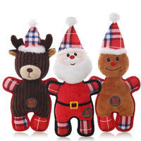 HKM-592275 Interactive Plush Christmas Pet Toy – Bite-Resistant Molar Sounding Toys for Dogs, Features Gingerbread Man and Reindeer Designs, 14 Inches