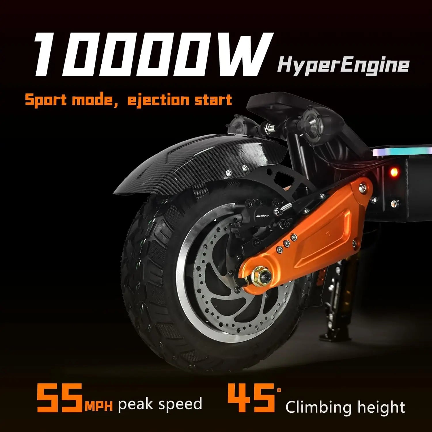 HKM-592275 Powerful 10,000W Dual Motor Off-Road Electric Scooter with Hydraulic Suspension, 62 MPH Speed, 65 Mile Range, NFC Screen