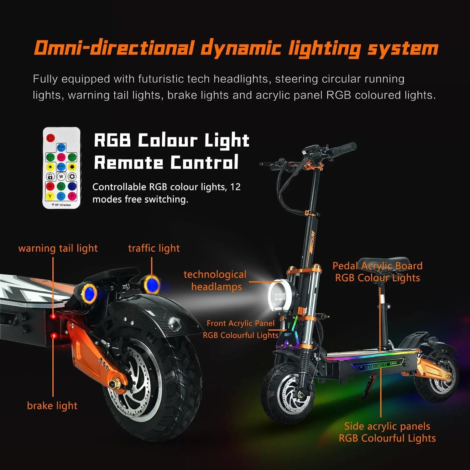 HKM-592275 Powerful 10,000W Dual Motor Off-Road Electric Scooter with Hydraulic Suspension, 62 MPH Speed, 65 Mile Range, NFC Screen