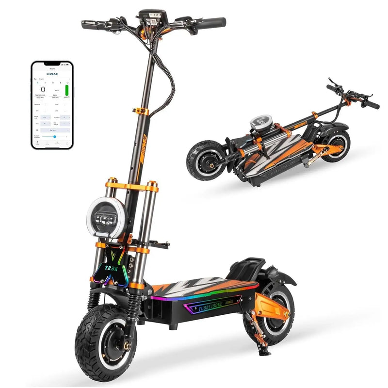 HKM-592275 Powerful 10,000W Dual Motor Off-Road Electric Scooter with Hydraulic Suspension, 62 MPH Speed, 65 Mile Range, NFC Screen