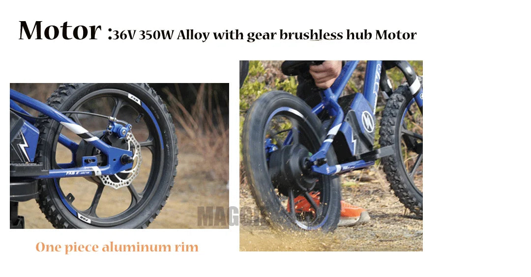 HKM-592339 Children's Electric Balance Bike with Lithium Battery - 16" Wheels, 2 Speed, 10-30 km Range