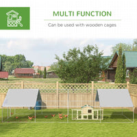 HKM-5924157 Large Metal Chicken Coop Run with Waterproof UV-Resistant Cover for Small Animals