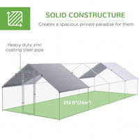 HKM-5924157 Large Metal Chicken Coop Run with Waterproof UV-Resistant Cover for Small Animals