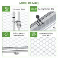 HKM-5924157 Large Metal Chicken Coop Run with Waterproof UV-Resistant Cover for Small Animals