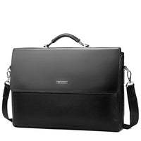 HKM-592467 Classic Black Leather Laptop Briefcase for Men - Executive Style Attache Bag