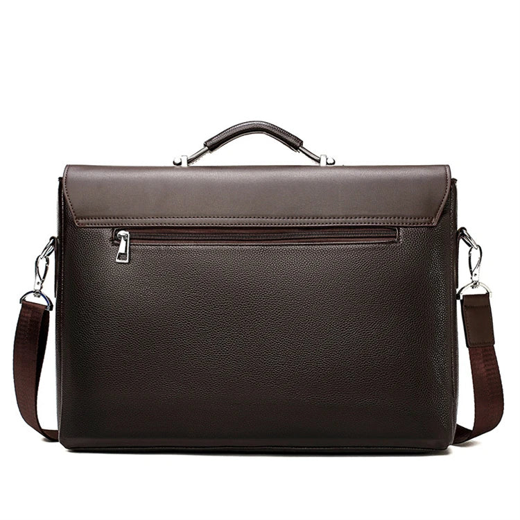 HKM-592467 Classic Black Leather Laptop Briefcase for Men - Executive Style Attache Bag