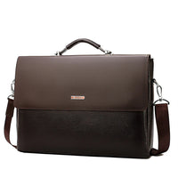 HKM-592467 Classic Black Leather Laptop Briefcase for Men - Executive Style Attache Bag