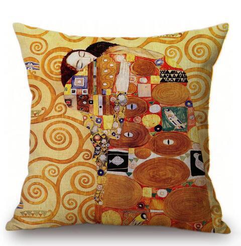 HKM-592467 Van Gogh-Inspired Cushion Cover 45x45cm with Mixed Materials