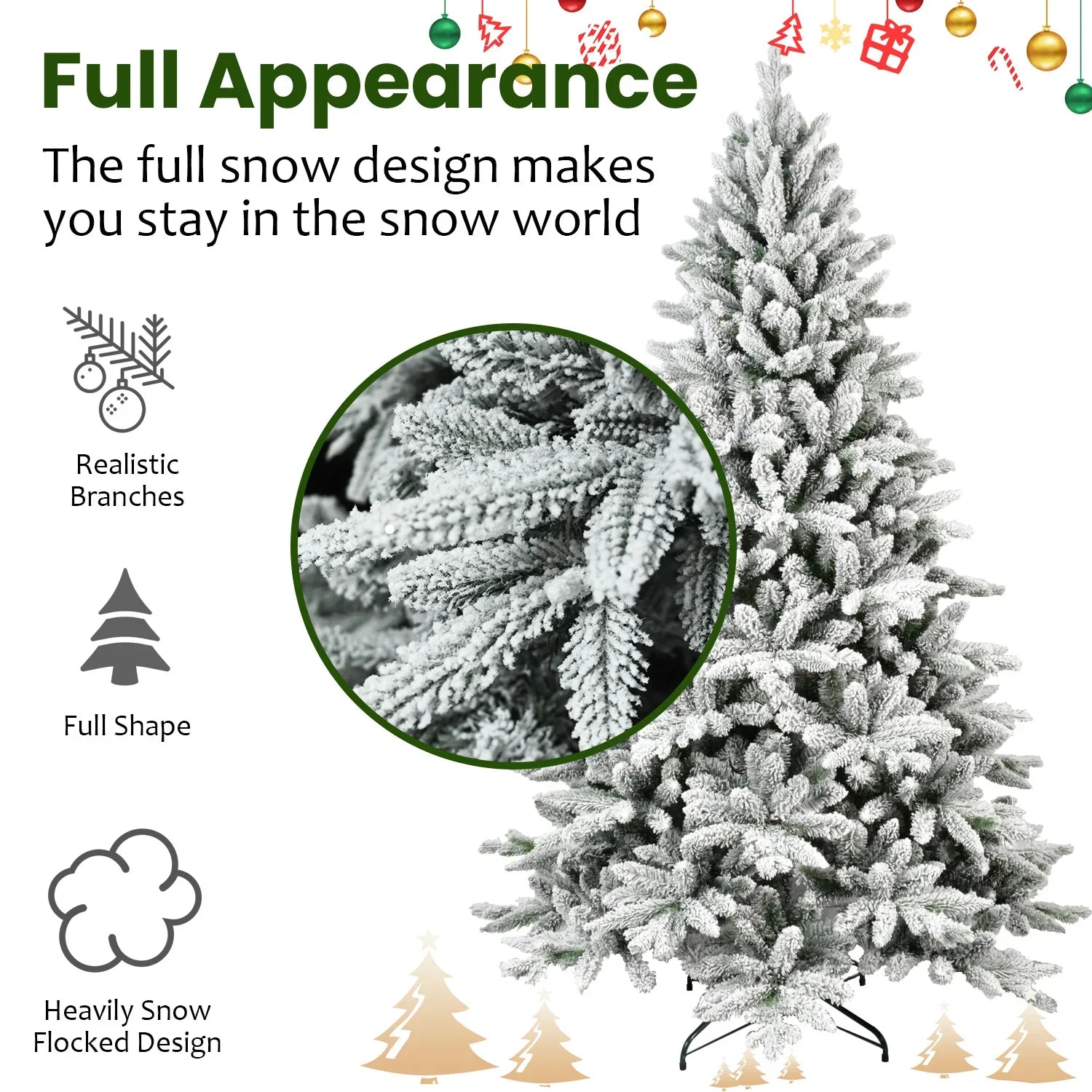 HKM-592531 6ft Artificial Pine Christmas Tree - 46 Inch Standing Design, No Lights, Indoor/Outdoor Use