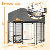 HKM-5925949 Heavy Duty Outdoor Dog Kennel with Roof - All-Weather Protection, Safe Lock Design, 4.23'x3.83'x4.83' Size