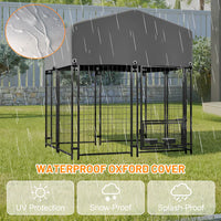HKM-5925949 Heavy Duty Outdoor Dog Kennel with Roof - All-Weather Protection, Safe Lock Design, 4.23'x3.83'x4.83' Size