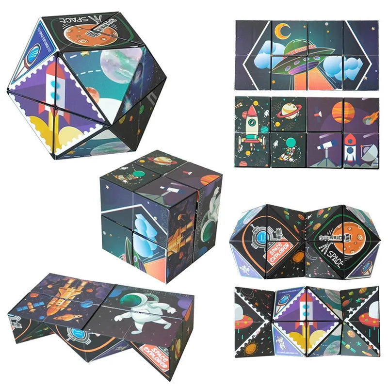 HKM-592659 Geometric Infinite Magic Cube 3D Fidget Toy - Stress Relief Puzzle for All Ages