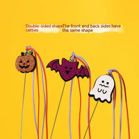 HKM-5927101 Halloween Cat Interactive Teaser Toy with Sounding Bell - Pumpkin, Bat, Ghost Designs