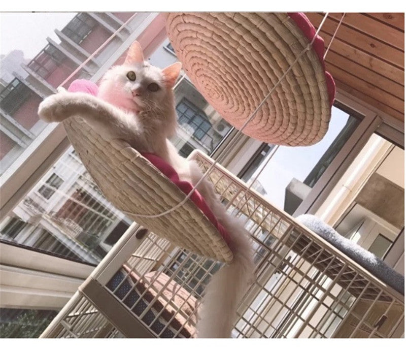 HKM-5927869 Cat Climbing Frame with Hammock and Storage - Medium Scratching Tree and Jumping Platform