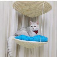 HKM-5927869 Cat Climbing Frame with Hammock and Storage - Medium Scratching Tree and Jumping Platform