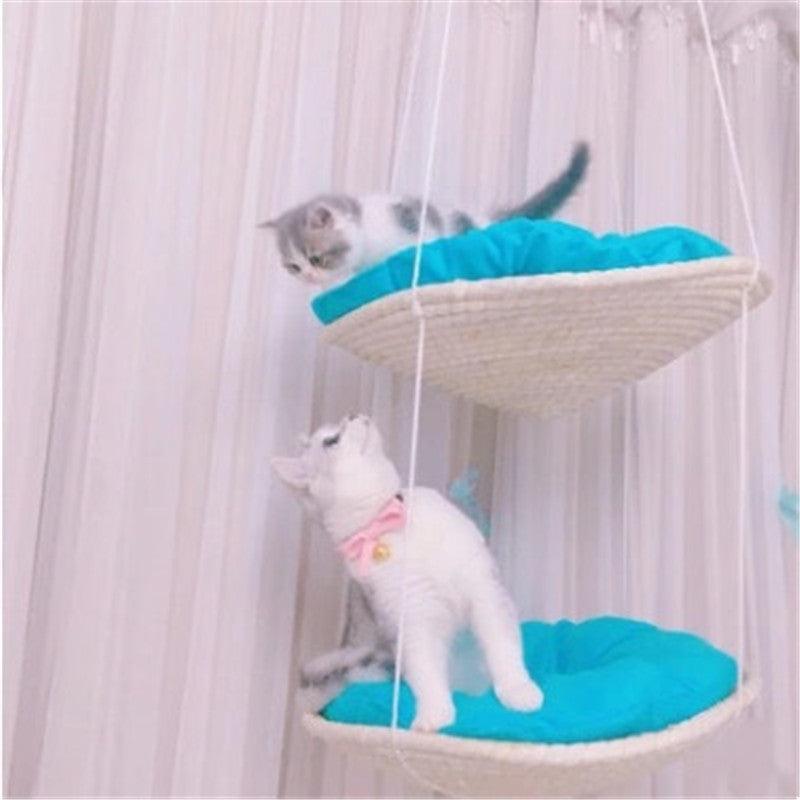 HKM-5927869 Cat Climbing Frame with Hammock and Storage - Medium Scratching Tree and Jumping Platform