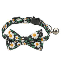 HKM-5928253 Floral Cotton Cat Collar with Detachable Bow and Bell - Multiple Colors Available