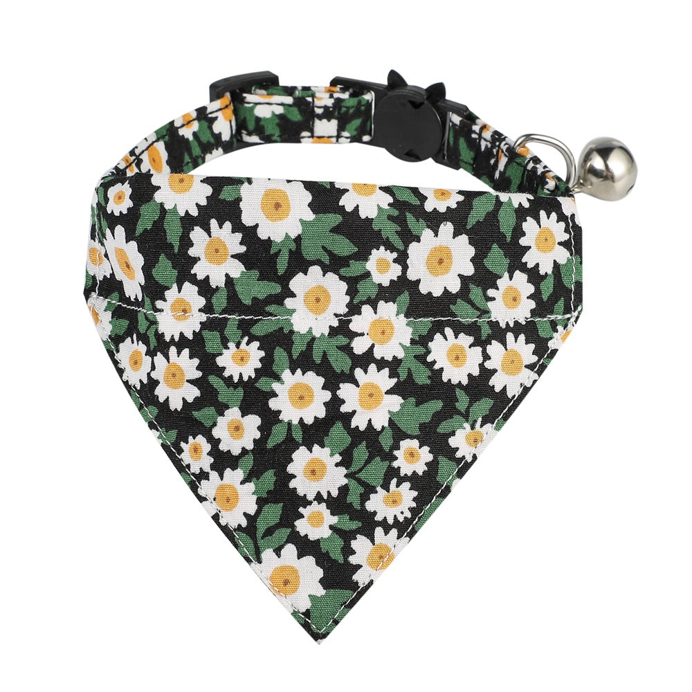 HKM-5928253 Floral Cotton Cat Collar with Detachable Bow and Bell - Multiple Colors Available