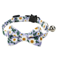 HKM-5928253 Floral Cotton Cat Collar with Detachable Bow and Bell - Multiple Colors Available