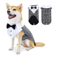 HKM-5928637 Elegant Dog Attire for Weddings and Parties ¨C Black and Gray Plaid, Multiple Sizes Available