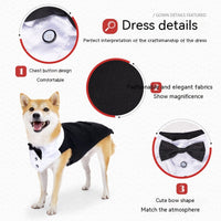 HKM-5928637 Elegant Dog Attire for Weddings and Parties ¨C Black and Gray Plaid, Multiple Sizes Available