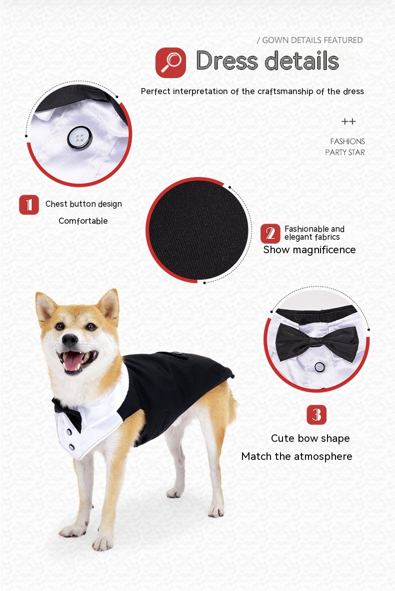 HKM-5928637 Elegant Dog Attire for Weddings and Parties ¨C Black and Gray Plaid, Multiple Sizes Available