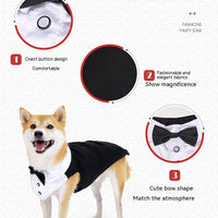 HKM-5928637 Elegant Dog Attire for Weddings and Parties ¨C Black and Gray Plaid, Multiple Sizes Available