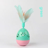 HKM-5928893 Interactive Cat Tumbler Toy with Feathers - Hollow Footprints Design in Pink, Purple, Green