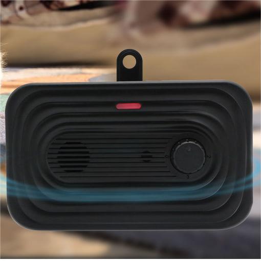 HKM-5929533 Outdoor Waterproof Ultrasonic Dog Bark Stopper, Automatic, Black Plastic