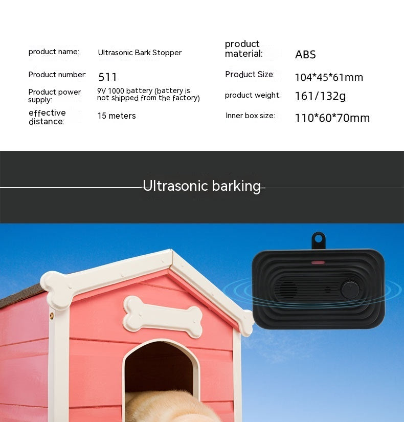 HKM-5929533 Outdoor Waterproof Ultrasonic Dog Bark Stopper, Automatic, Black Plastic
